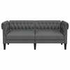 vidaXL Chesterfield Sofa Dark Grey Polyester, solid wood, plywood, foam - 3 of 4