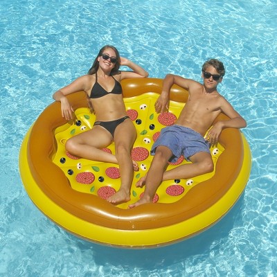 70" Yellow and Brown Inflatable Pizza Pool Float