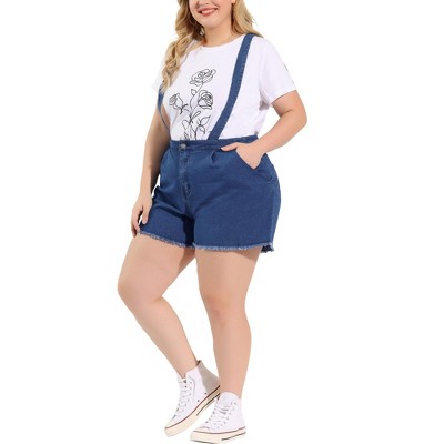 Agnes Orinda Women's Plus Size Jeans Zipper Slash Pocket Button Denim Cargo  Shorts : Target