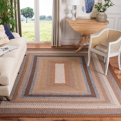 Handmade Reversible Blue and Brown Braided Area Rug