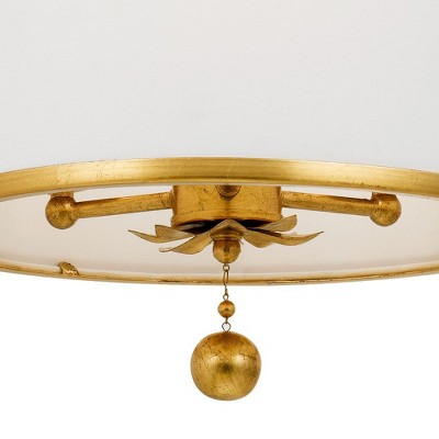 Elegant Gold and Crystal Drum Ceiling Light, 14x20 Inches