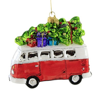 Huras 4.0" Retro Van With Christmas Tree Ornament V Camper W Hippie  -  Tree Ornaments