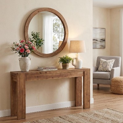 Lantine Solid Wood Console Table, 63" Long Narrow Sofa Table Behind ...