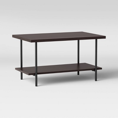 Wood and Metal Coffee Table Espresso - Room Essentials™: Modern Rectangular Design, Steel Frame, 18" High