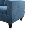 AndMakers 97 in. W Square Arm 3-piece Linen Transitional L Shaped Sectional Sofa in Blue - 4 of 4