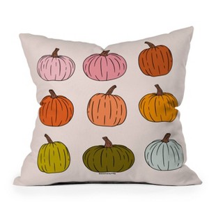 16"x16" Doodle by Meg Rainbow Pumpkins Square Throw Pillow - Deny Designs: Abstract Woven Polyester, Indoor Decorative Cushion - 1 of 4