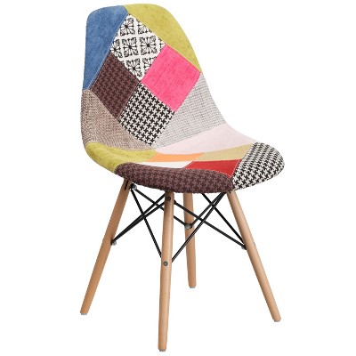 Emma and Oliver Fabric Accent Dining Chair with Wooden Legs