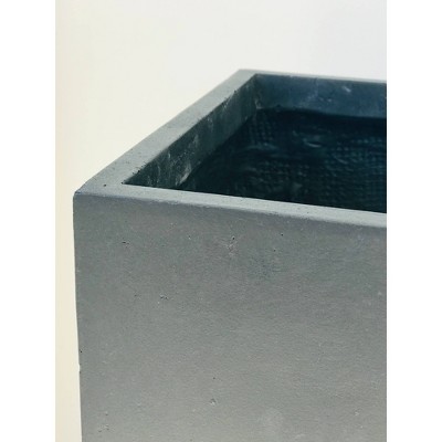 Charcoal Gray Rectangular Concrete Fiberglass Planter Box