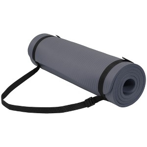 Fitvids 1/2-Inch Thick High Density Foam Exercise Yoga Mat with Carrying Strap, For Cushioning The Body Against Hard Floors, Graphite - 1 of 4