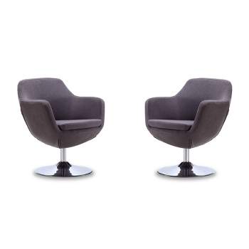 Set of 2 Caisson Faux Leather Swivel Accent Chairs - Manhattan Comfort