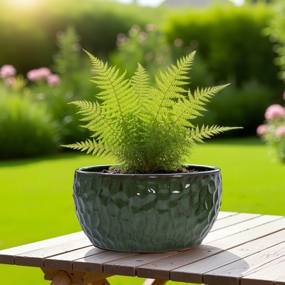 SpassWay 15" Dia Outdoor Indoor Ceramic Planter Pot Decorative Planter with Drainage Hole Patio Flower Pot