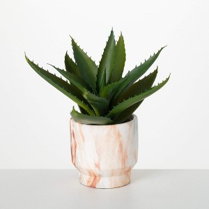 10"H Sullivans Agave In Marbleized Planter, Multicolored - 1 of 4