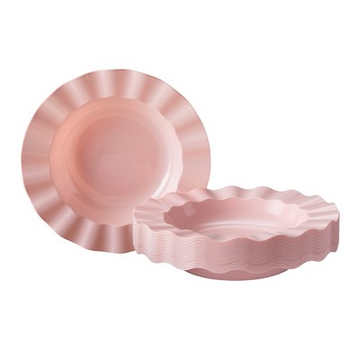 Silver Spoons Elegant Disposable Plastic Plates for Party, Heavy Duty Disposable Soup Plates, 12oz, (20 PC) - Veil