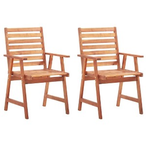 vidaXL Patio Dining Chairs Set with Cushions - Solid Acacia Wood - Weather-Resistant - Easy to Clean - Ideal for Outdoor Dining - Rustic Charm Design - 1 of 4