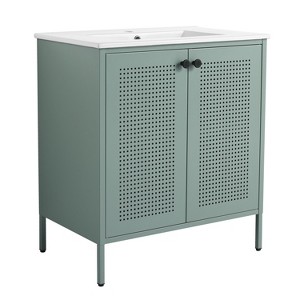 Bencmate Bathroom Storage Cabinets, Bathroom Vanity, 30 Inch Bathroom Vanity with Ceramics Sink, Free-Standing Bathroom Sink Cabinet with Adjustable - 1 of 2