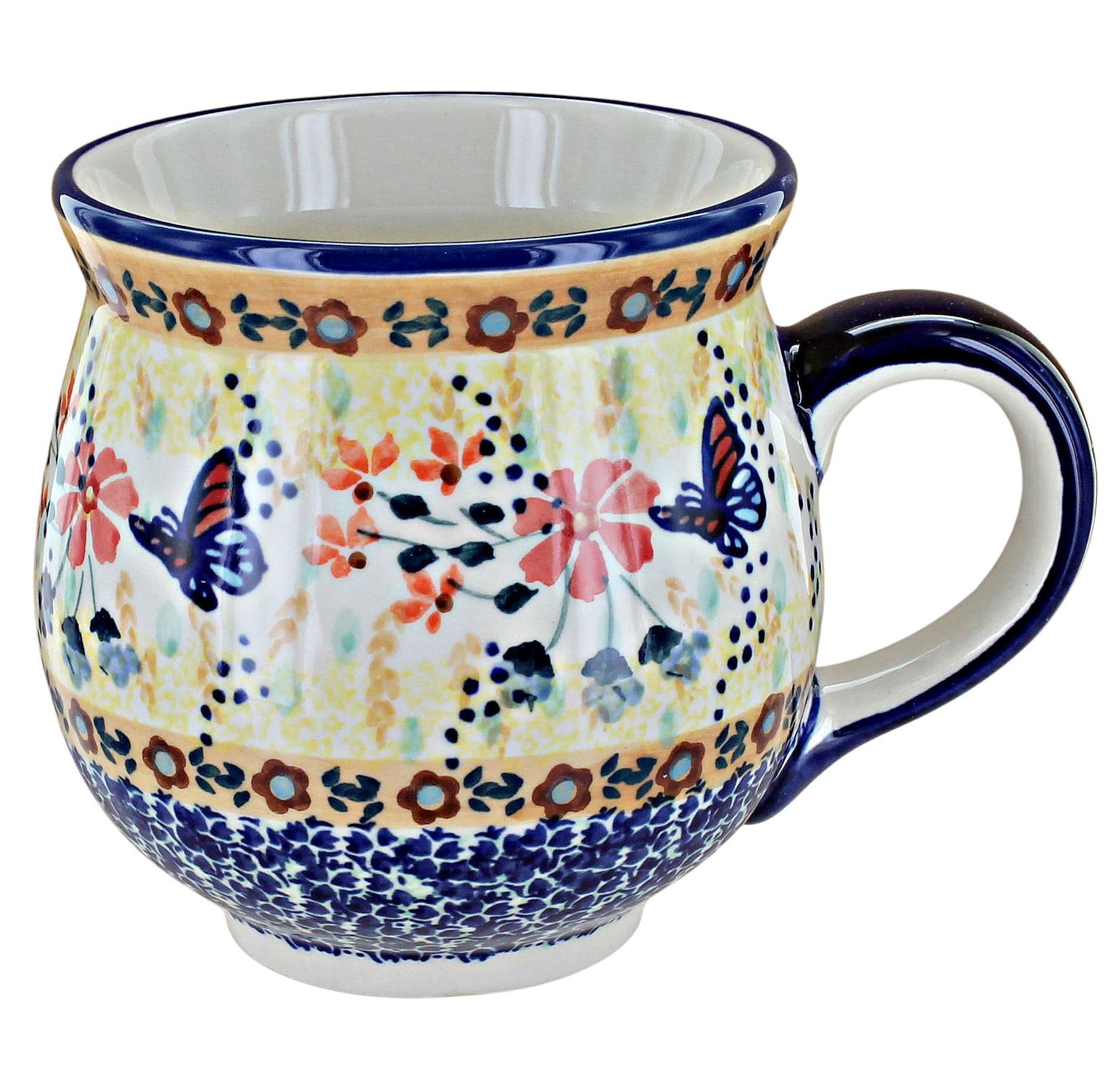 Blue Rose Polish Pottery K068 Manufaktura Large Bubble Mug