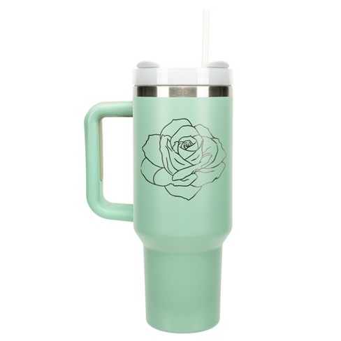 Elanze Designs Simple Rose Flower Outline 40 oz. Stainless Steel, Large Water Bottle Coffee Mug, Spill & Leak Resistant, Thermal Travel Tumbler with - image 1 of 1