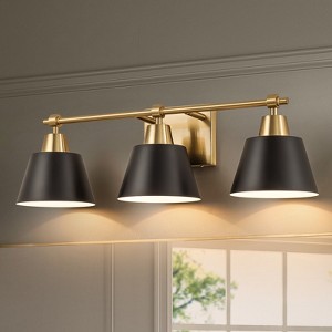 Rennnsan Evelisse 24"W Hardwired 3-Light Dome Industrial Dimmable Vanity Light in Black - 1 of 4
