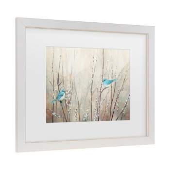 Trademark Fine Art -Julia Purinton 'Pretty Blue Birds' Matted Framed Art