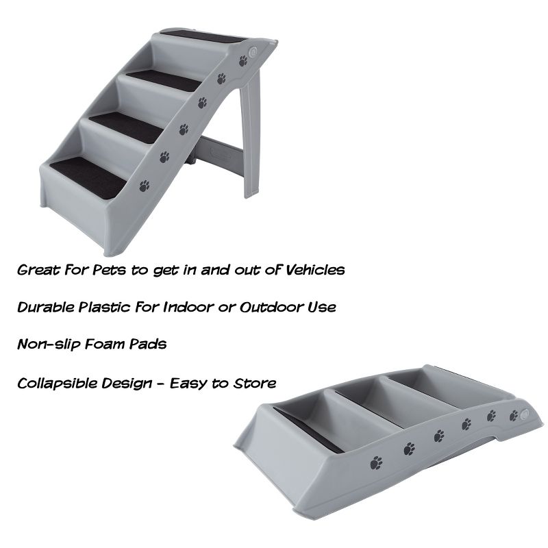 Pet Adobe 4-Step Folding Pet Stairs for Indoor and Outdoor Use, Gray, 2 of 7