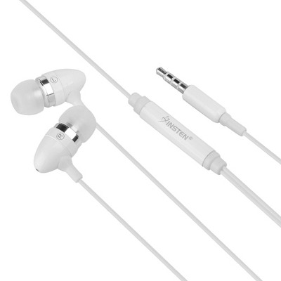 INSTEN 3.5mm In-Ear Stereo Headset w/ On-off & Mic , White