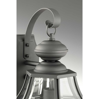 New Haven Black 3-Light Outdoor Wall Lantern with Clear Beveled Glass
