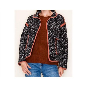 Women's Polar Collar Button Closure Floral Quilted Jacket - STACCATO - 1 of 4