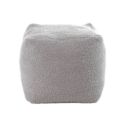 Square Ottoman Faux Shearling Gray - Gold Medal Bean Bags