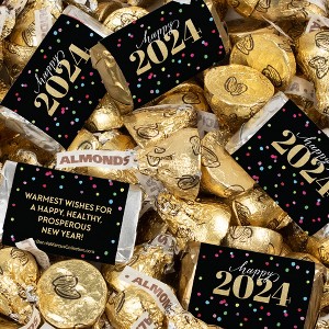 131 Pcs New Year's Eve Candy Party Favors Hershey's Miniatures and Gold Almond Kisses Chocolate by Just Candy (1.65 lbs) - Rainbow Confetti - 1 of 3