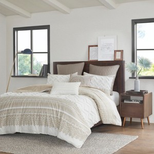 Full/Queen 3 Piece Cotton Duvet Cover Set with Chenille Tufting - 1 of 1