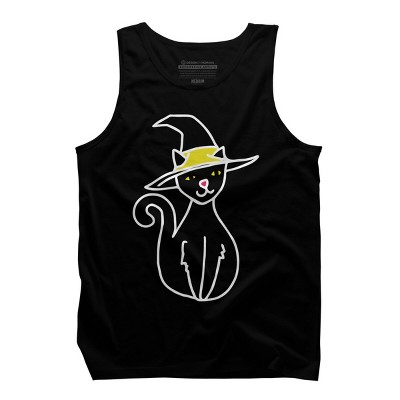 Men's Design By Humans Halloween Witchy Cat By BubbSnugg Tank Top