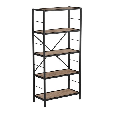 Hastings Home 5-Tier Open Style Bookshelf, Brown