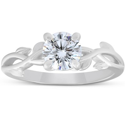 Pompeii3 1 1/4 ct Solitaire Moissanite Vine Engagement Ring 14k White Gold