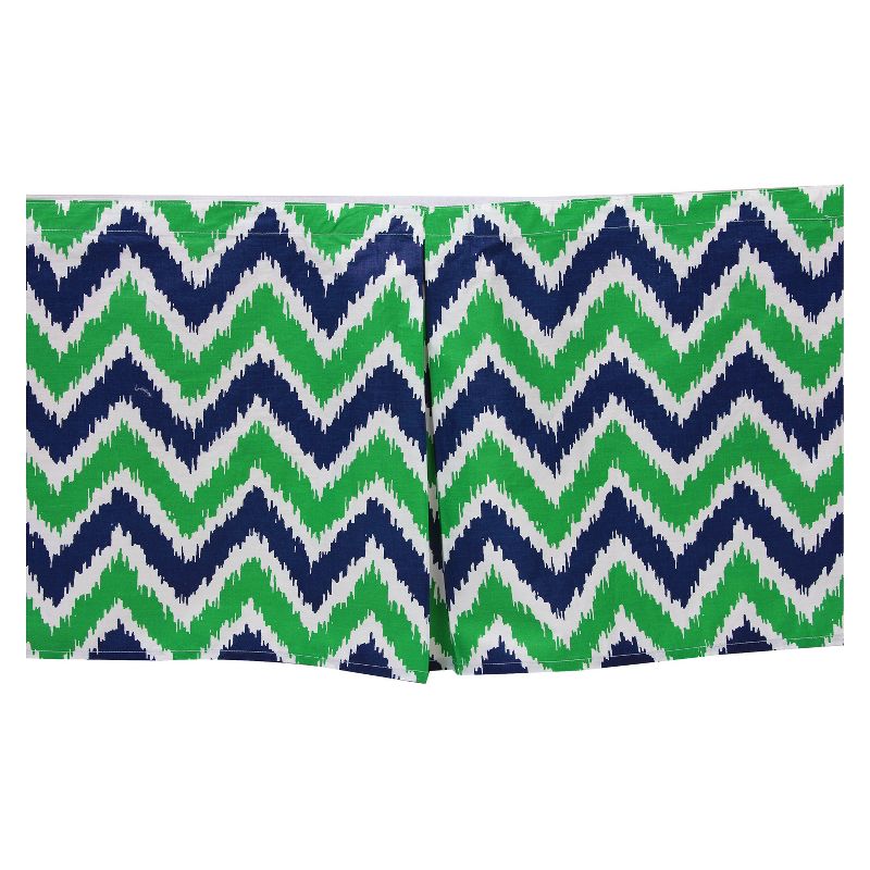 Bacati - MixNMatch Blue/Green Zigzag Crib/Toddler ruffles/skirt, 3 of 4