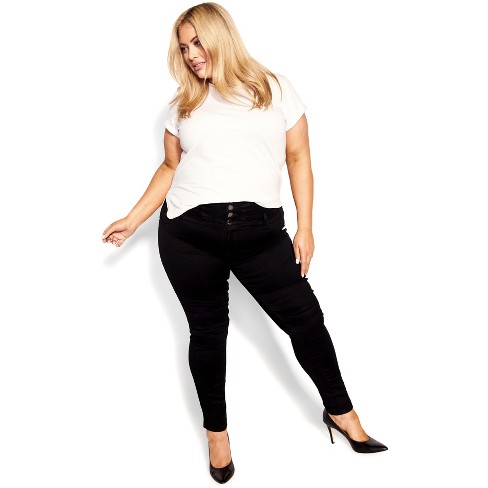 City Chic Plus Size Jean Harley SK S BLK in Black, Size 20 at  Women's  Jeans store