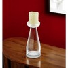 HomeRoots 11" Clear Glass Centerpiece Pillar Candle Holder With Candle - 2 of 4