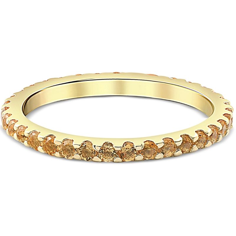 Pompeii3 3/4Ct Genuine Citrine Eternity Ring Stackable Band 10k Yellow Gold, 3 of 6