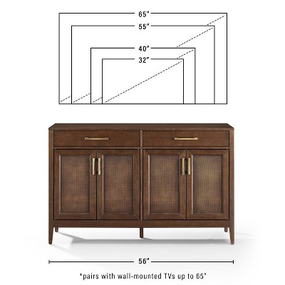 Milo Dark Brown Wood Sideboard with Rattan Panels