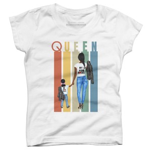 Girl's Design By Humans Mother's Day Black Mom Queen Retro Stripes By duron4 T-Shirt - White - X Small - 1 of 2