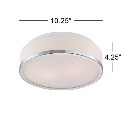 Sleek Chrome 14" Modern Drum Ceiling Light with Opal Glass Shade