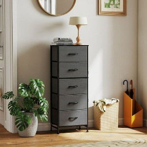 JIONJOY 5-Drawer Fabric Dresser - Metal Frame, Wooden Top TV Stand for Clothes Storage (Living Room Hallway Entryway) - 1 of 4