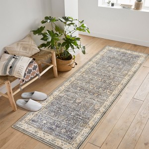 Washable Antique Distressed Area Rugs, Vintage Print Accent Non Slip Large Carpet for Living Room Bedroom Nursery Office Farmhouse Hallway - 1 of 4