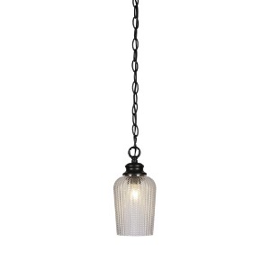 Toltec Lighting Cordova 1 - Light Pendant in  Matte Black with 5" Clear Textured Shade - 1 of 1