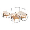 GDFStudio Parma Outdoor Acacia Wood 5 Seater Sectional Sofa and Club Chair Chat Set with Ottoman - 3 of 4