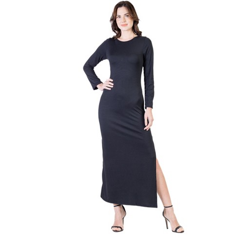 24seven Comfort Apparel Womens Long Sleeve Maxi Dress Black : Clothing,  Shoes & Jewelry 