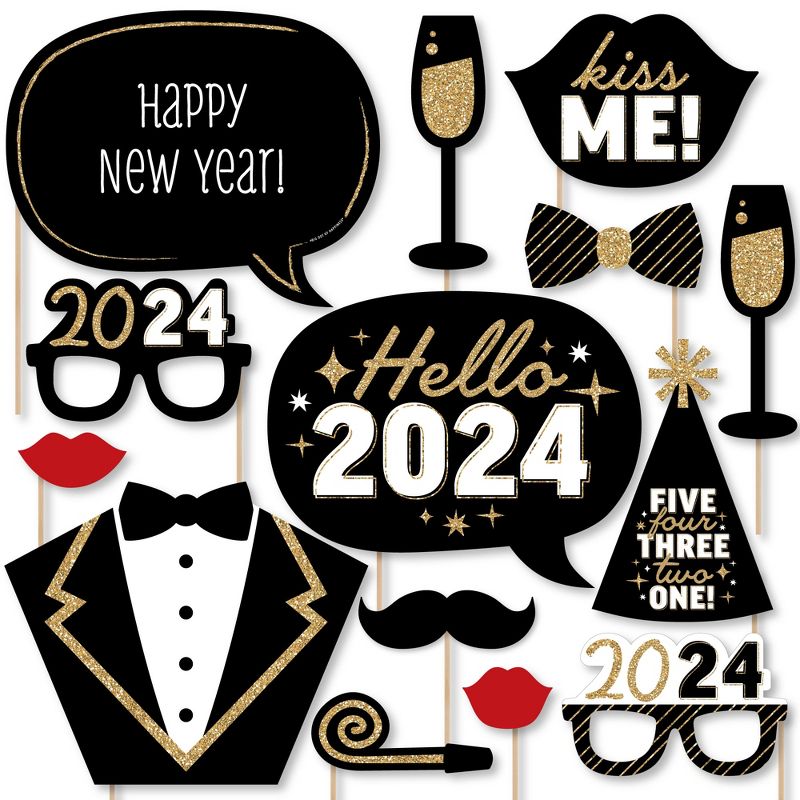 Big Dot of Happiness Hello New Year - 2024 NYE Party Photo Booth Props Kit - 20 Count, 1 of 7