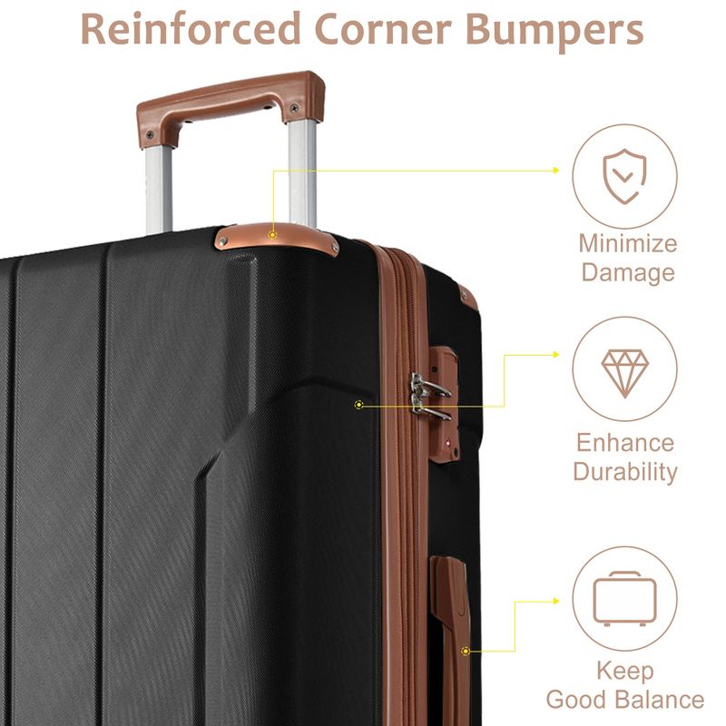 3/2/1pc Luggage Sets, Expandable Hardside Spinner Lightweight Suitcase with TSA Lock 20''/24''/28'' 4M -ModernLuxe, 4 of 10