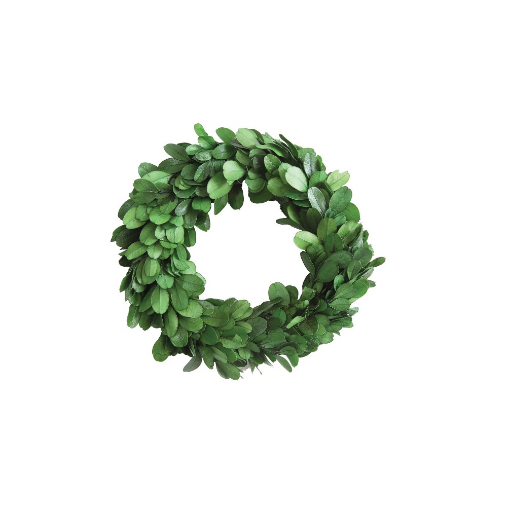 Storied Home 6" Preserved Genuine Boxwood Wreath Green: Modern Indoor Faux Floral Decor, Unlit Circle Wall Door Display