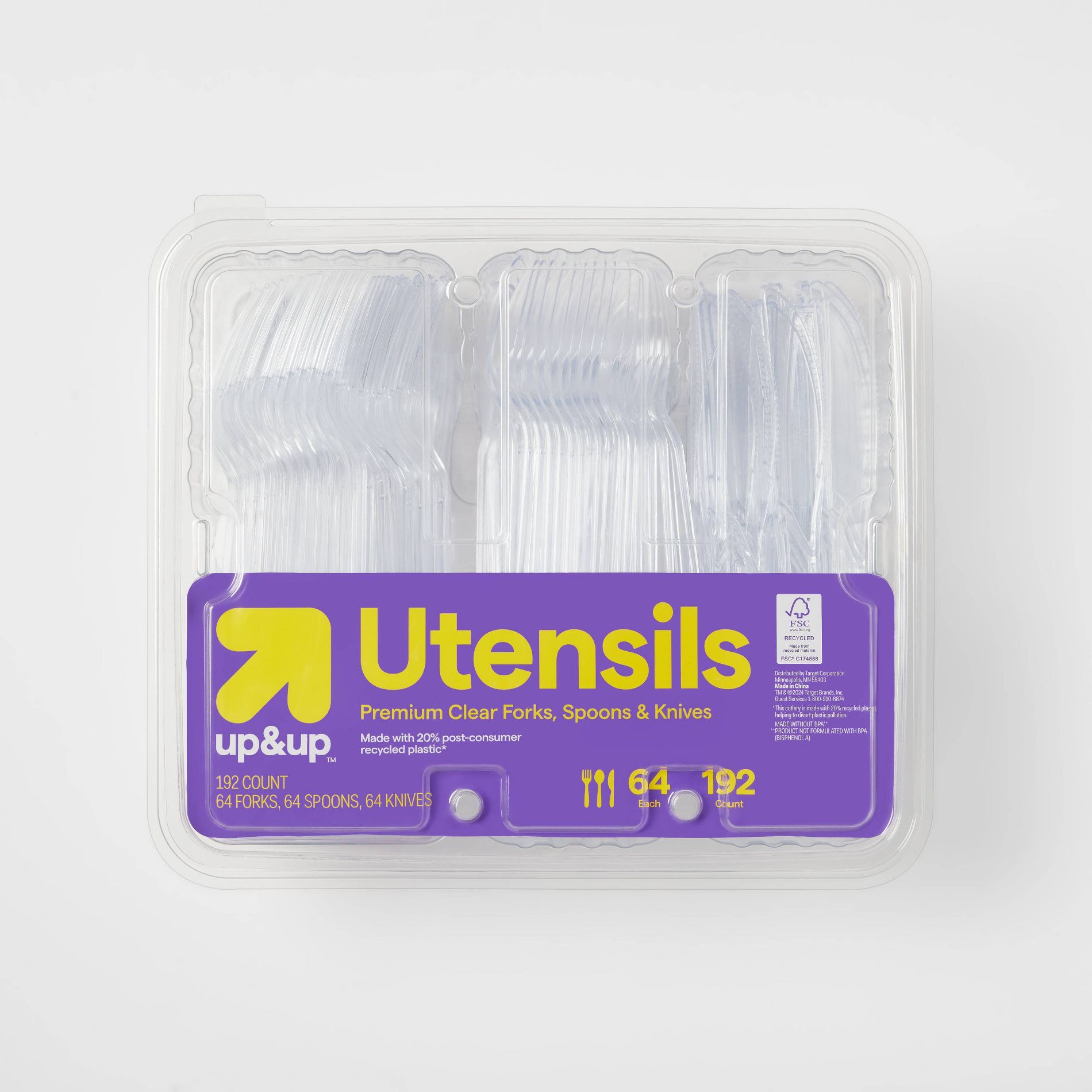 Premium Plastic Forks, Spoons and Knives - 192ct - up&up™