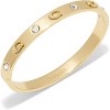 Signature C Logo Hinged Bangle, Gold Tone Classic Bracelet with Secure Clasp for Women - 2 of 4